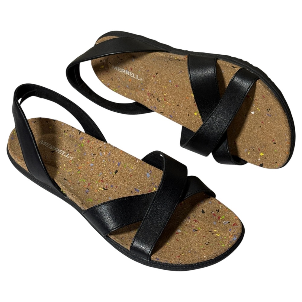 MERRELL NAPA VALLEY SLING Sandals Black‎ Leather Cork Comfort Size 11